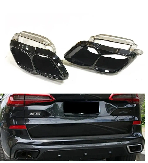 BMW X5 Exhaust Clamps Gloss Black Stainless Steel
