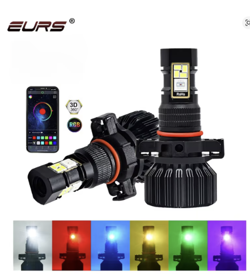 H11 LED Headlight Bulb RGB APP Control Auto Fog Light