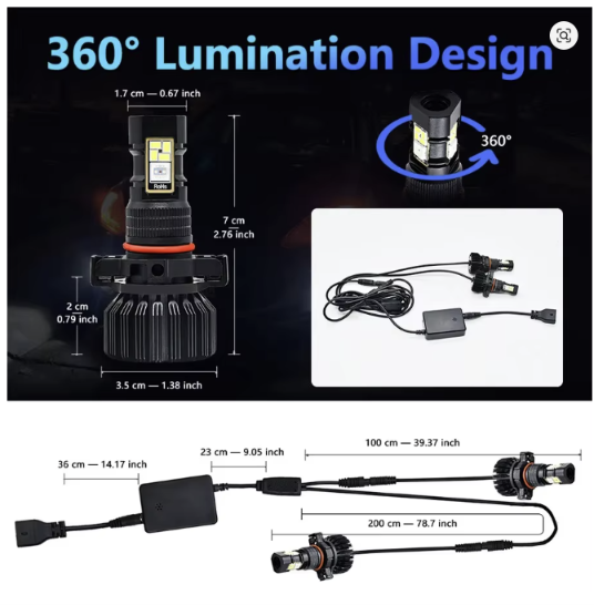 H11 LED Headlight Bulb RGB APP Control Auto Fog Light
